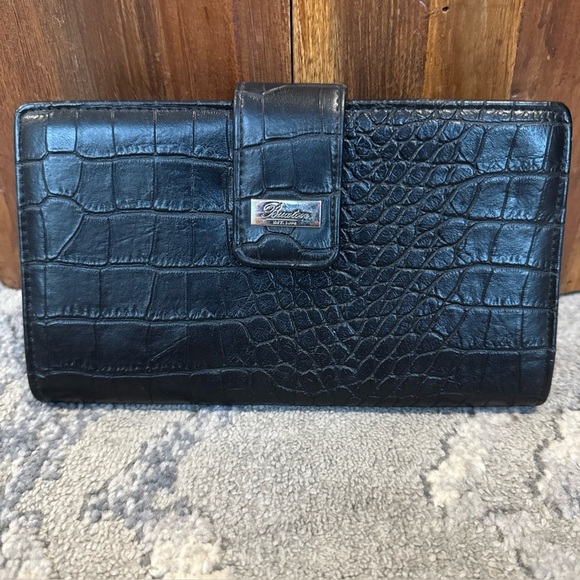 Ladies Buxton Croco Zip wallet, Black - Picture 1 of 6